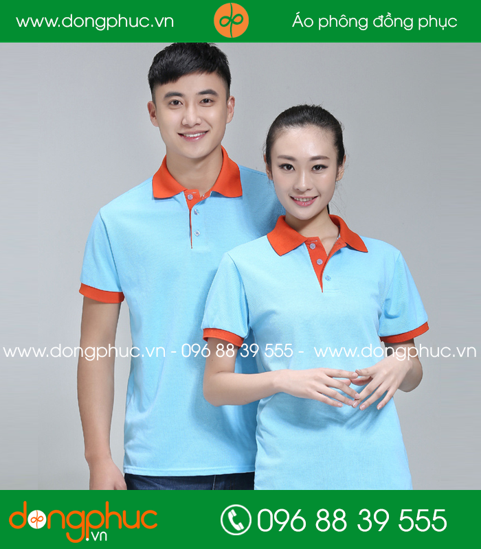 Áo phông màu Xanh phối Cam